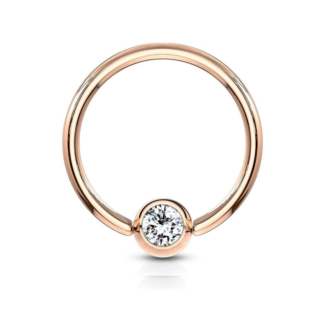 1,6 x 10 mm Piercingring - Kristall