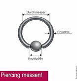 1,6 mm goldfärbiger Piercingring  mit Stein