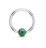 Brustpiercing Ring mit grünem Auge