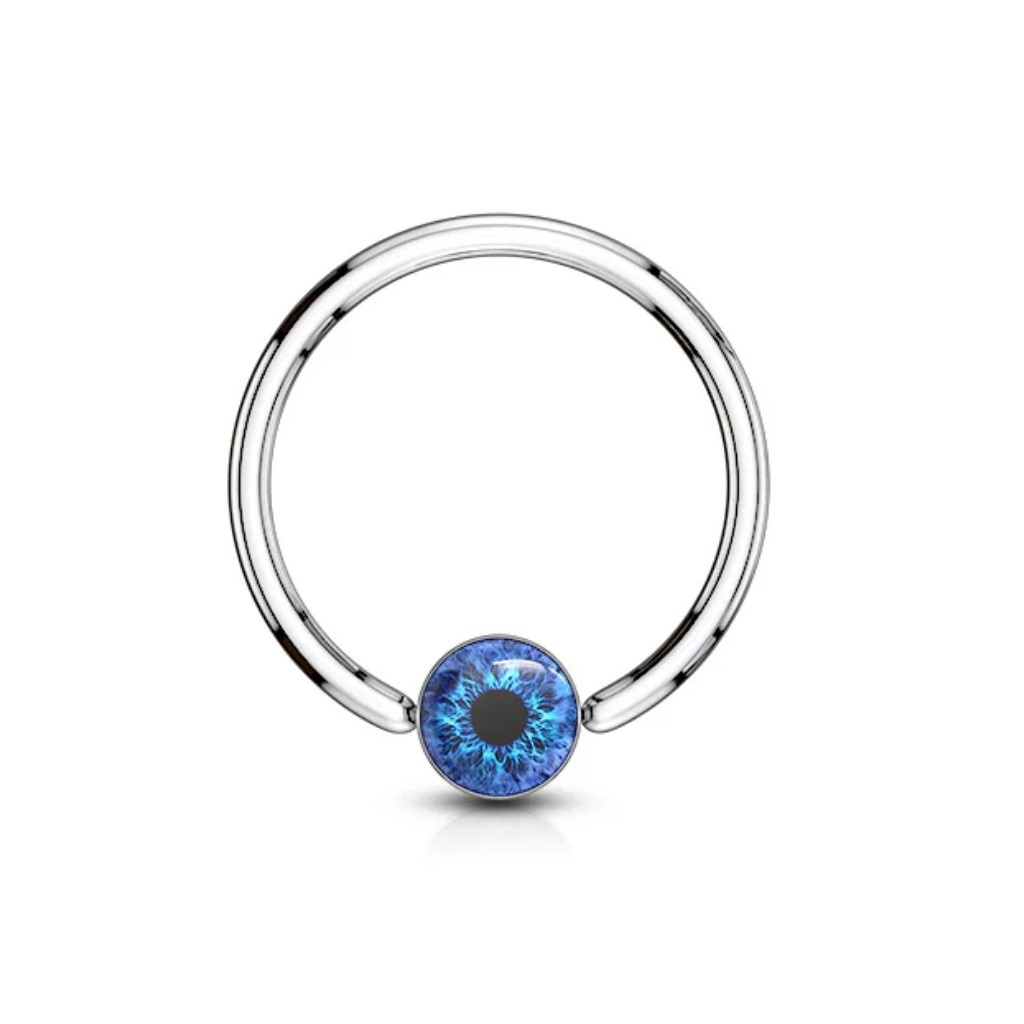 Piercing Ring mit blauem Auge - 1,6 mm