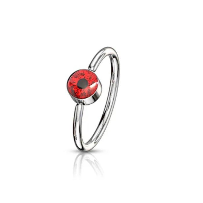 Piercingring mit rotem Auge - 1,6 mm