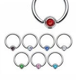 BCR Ring mit Glitzerstein - 8 Farben