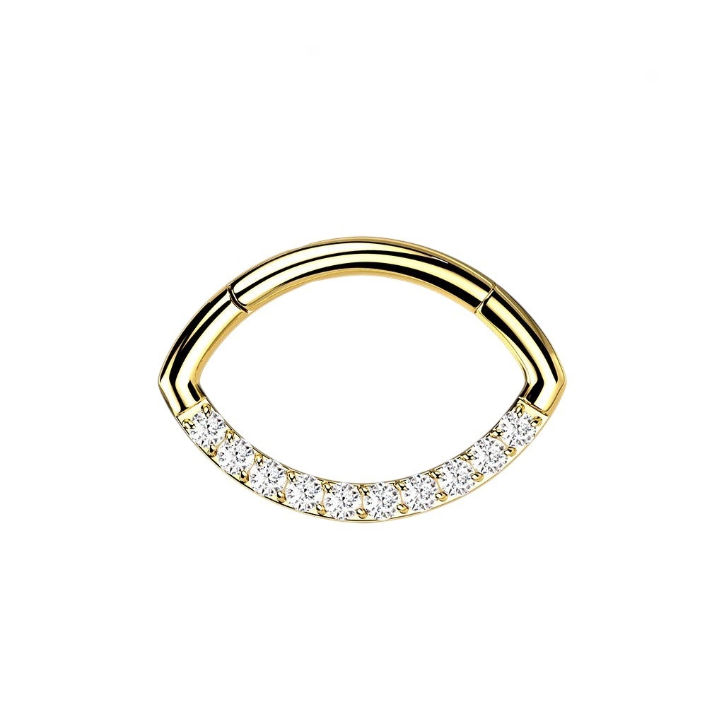 Septum Piercing Ring oval mit kristall Steine