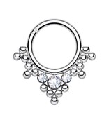 Titan Piercing Clickring mit 3 Zirkoniasteine