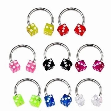 Würfel Piercing neonfärbig