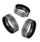 Keltenring Triskele Edelstahl Silber Schwarz