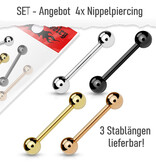 4er Set Barbells 1,6 mm aus Chirurgenstahl