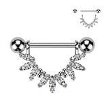 Brustwarzenpiercing Kristall - Gold & Silber