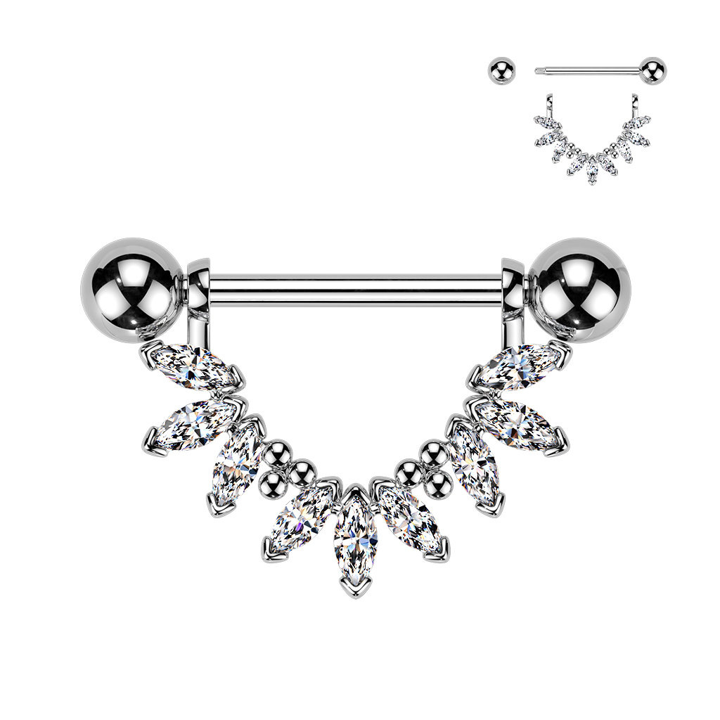 Brustwarzenpiercing Kristall - Gold & Silber