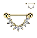 Brustwarzenpiercing Kristall - Gold & Silber