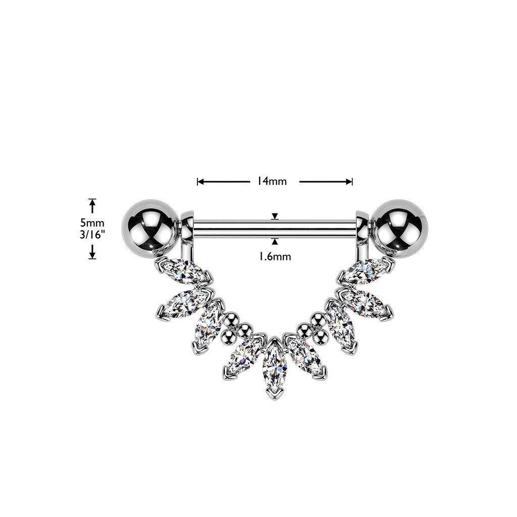 Brustwarzenpiercing Kristall - Gold & Silber