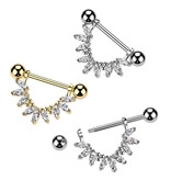 Brustwarzenpiercing Kristall - Gold & Silber