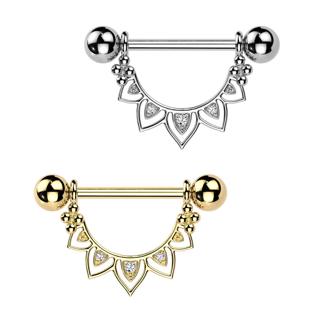 Nippelpiercing  Schmuck  mit Kristall Steinchen