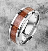 Unisex Ring Edelstahl mit Holz Inlay