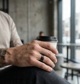 Schwarzer Herren Edelstahlring mit Stein