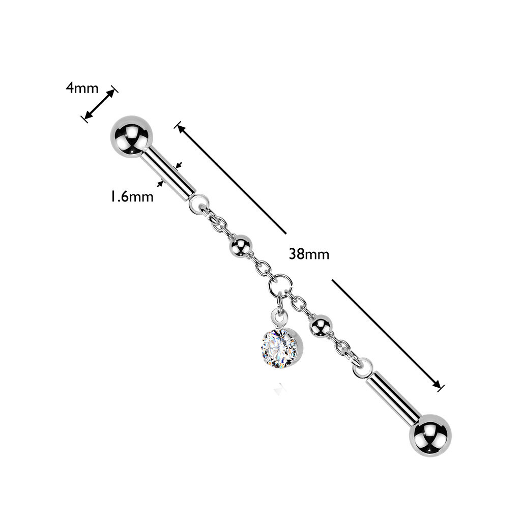 1,6 x 38 mm Industrial Piercing mit Anhänger