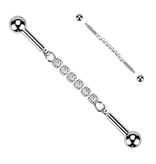 Industrial Piercing mit Kristall Steinchen - 38mm