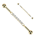 Industrial Piercing mit Kristall Steinchen - 38mm