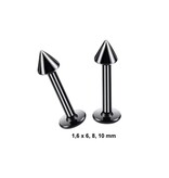 Schwarzes 1,6 mm Labret mit Kegel – Chirurgenstahl PVD