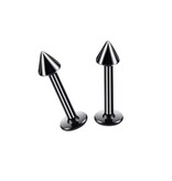 Schwarzes 1,6 mm Labret mit Kegel – Chirurgenstahl PVD