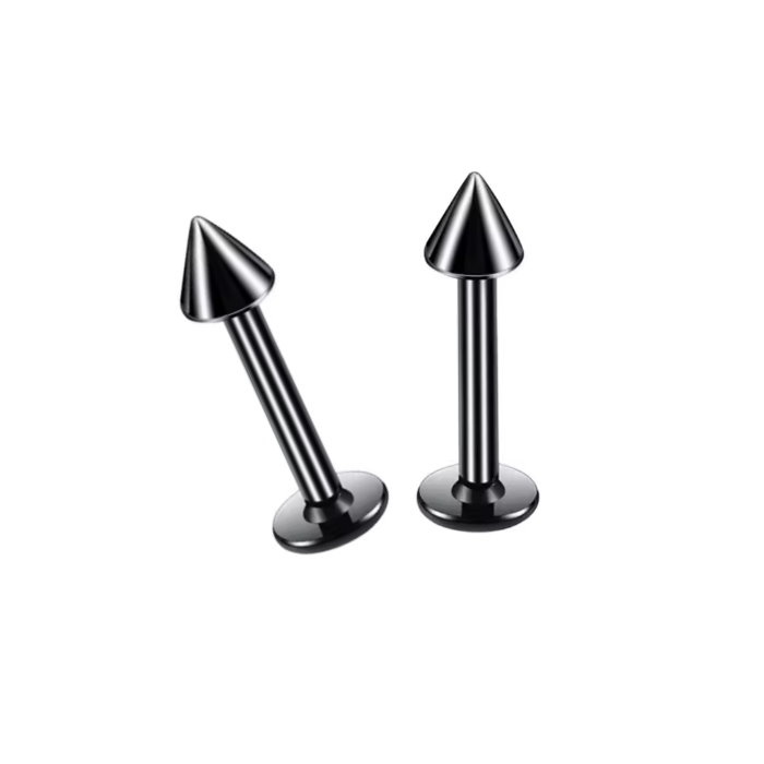 Schwarzes 1,6 mm Labret mit Kegel – Chirurgenstahl PVD