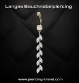 Langes Bauchnabelpiercing  mit funkelndem Kristall