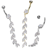 Langes Bauchnabelpiercing  mit funkelndem Kristall