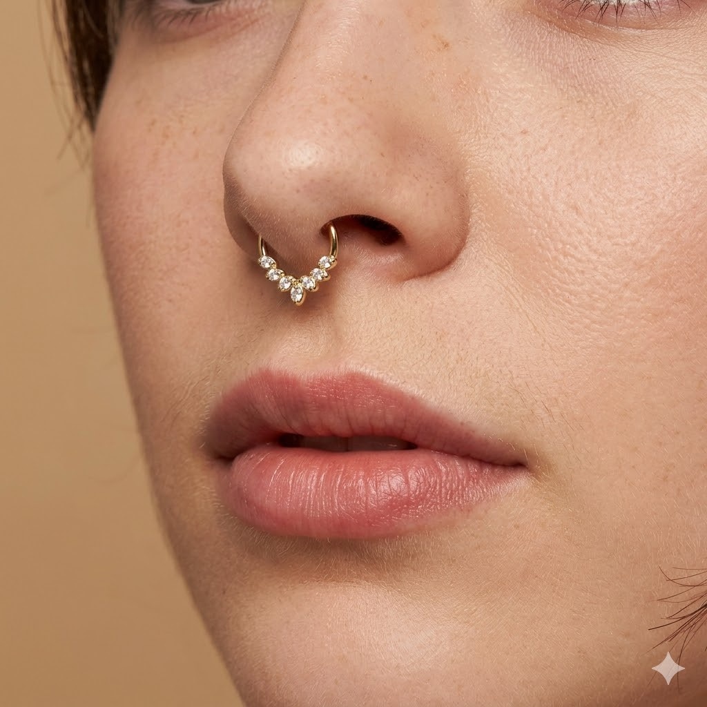 Segment Clicker Ring mit 7 kristall Steinchen