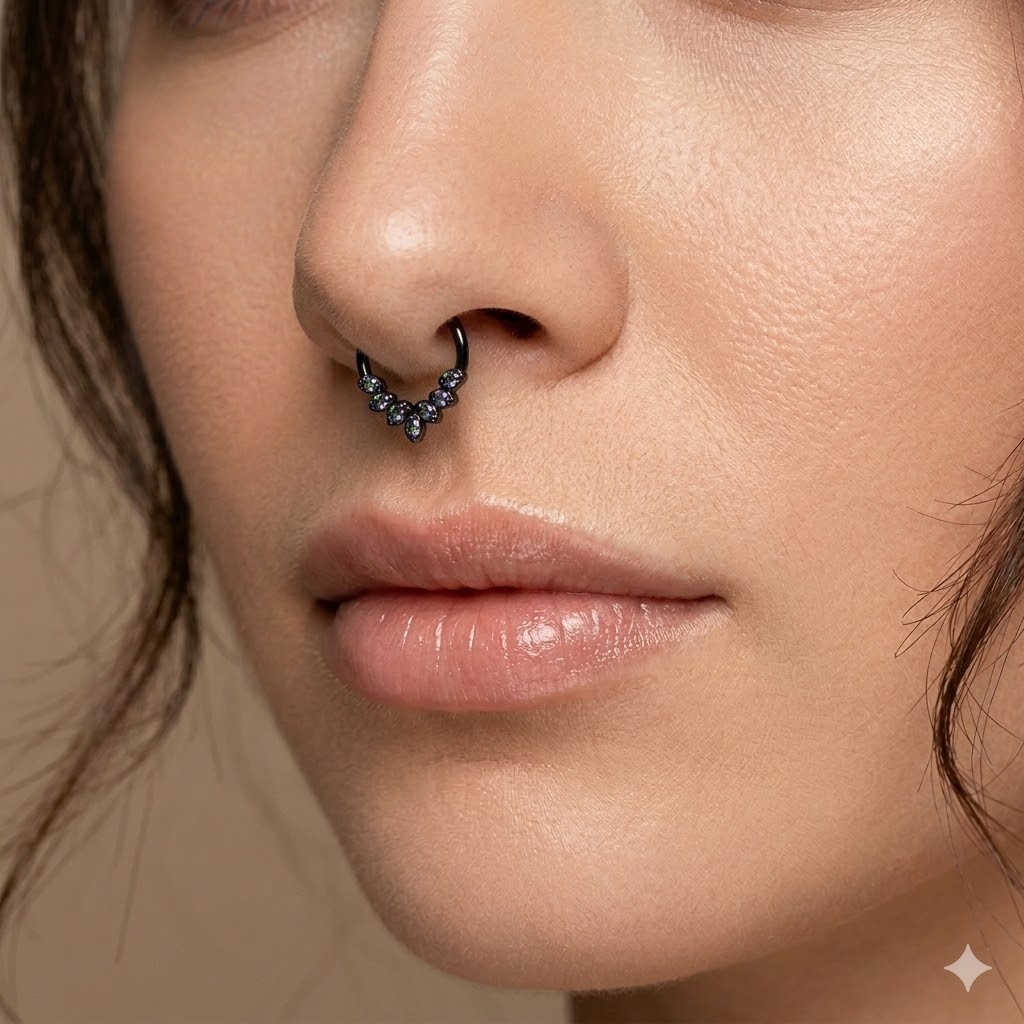 Segment Clicker Ring mit 7 kristall Steinchen