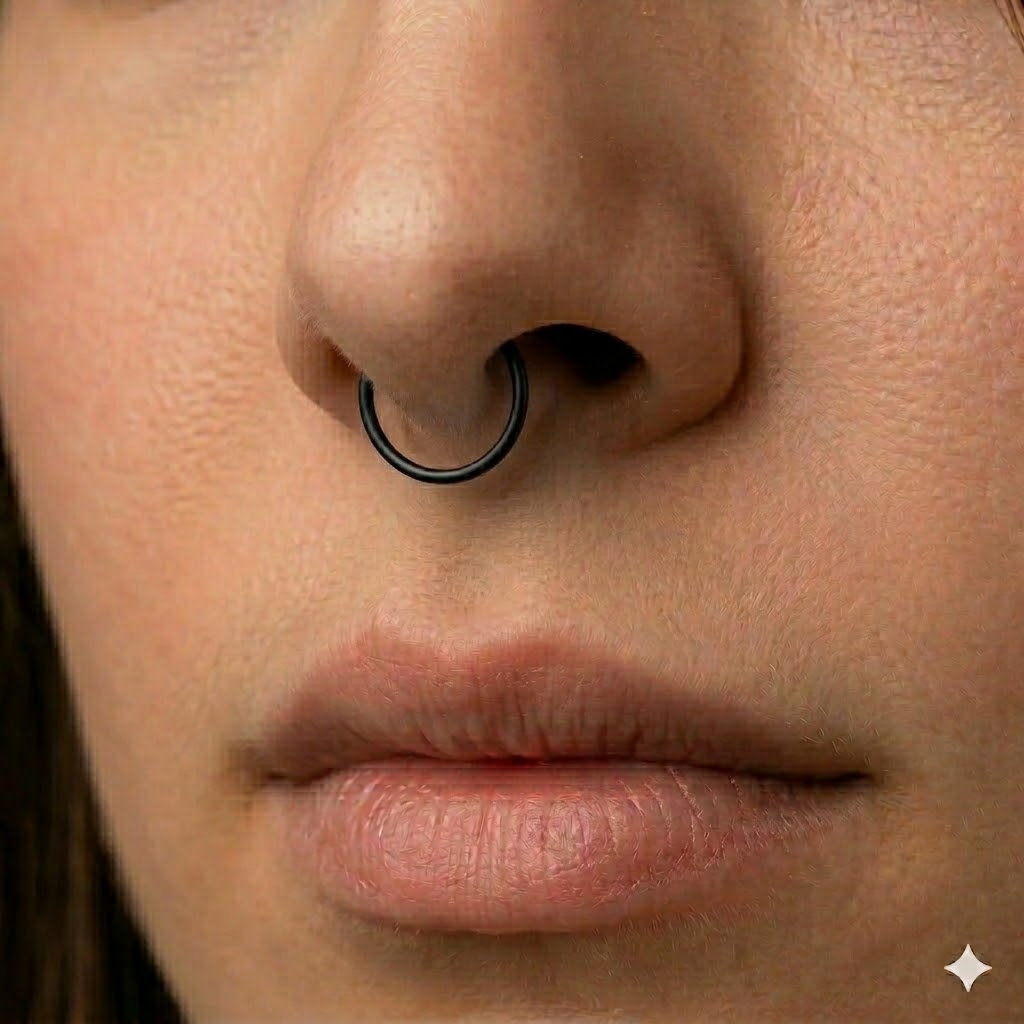 Schwarzer Septum Ring mit Klappverschluss