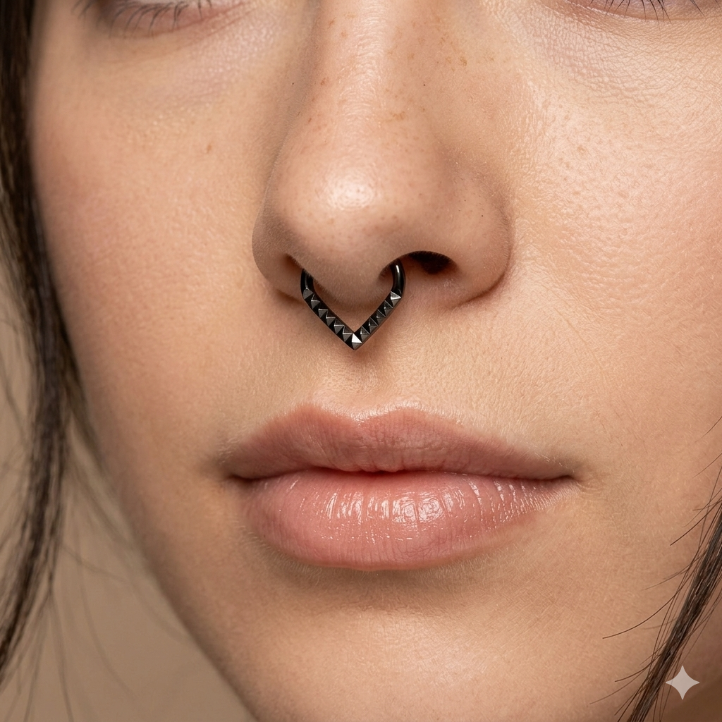 Schwarzes Septum Piercing Ring V-Form