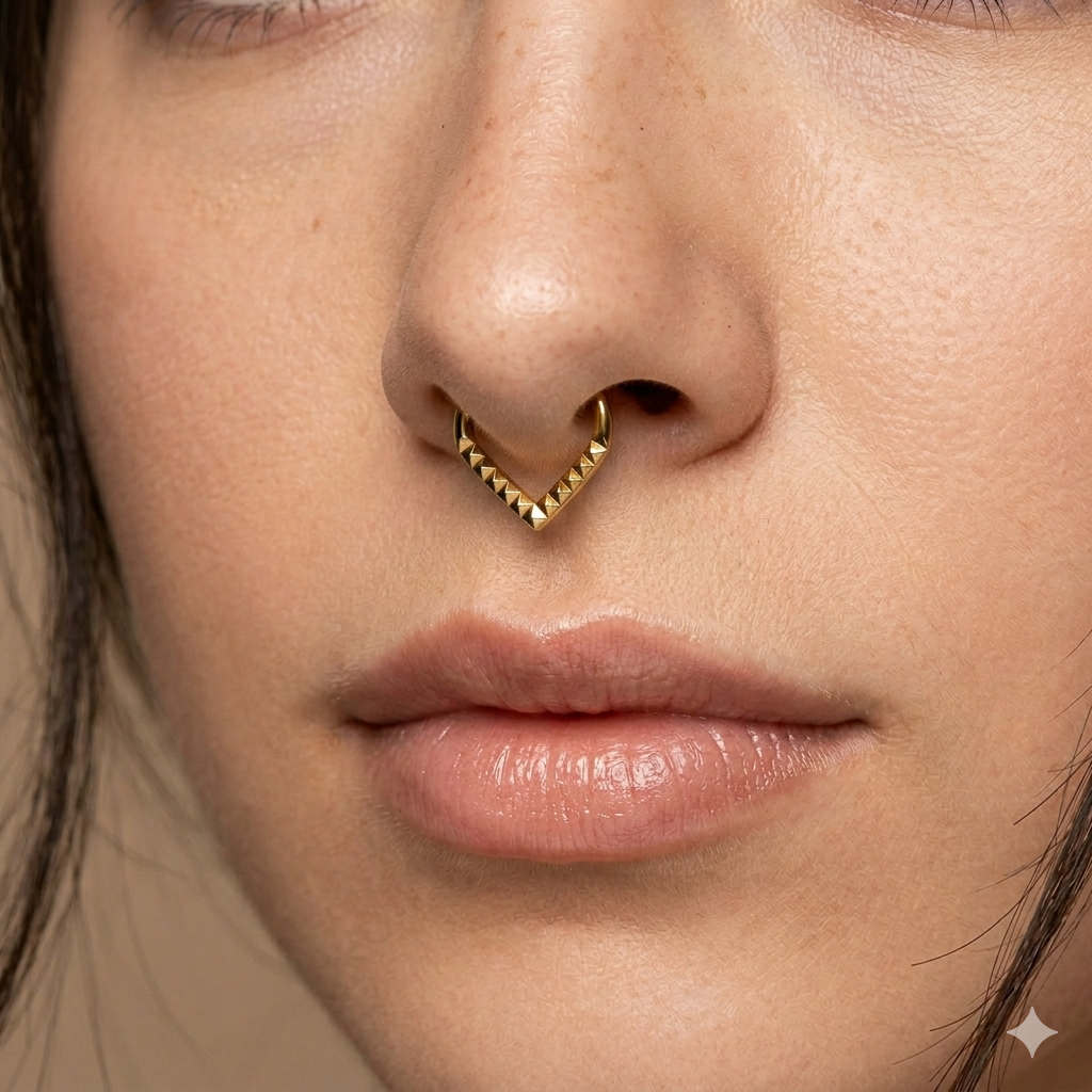Goldfarbiges Septum Piercing Dreieck