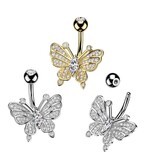Bauchnabelpiercing Schmetterling – 1,6 x 10 mm in Gold oder Silber