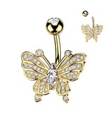 Bauchnabelpiercing Schmetterling – 1,6 x 10 mm in Gold oder Silber