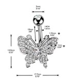 Bauchnabelpiercing Schmetterling – 1,6 x 10 mm in Gold oder Silber