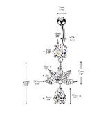 Bauchnabelpiercing mit Blumen Kristall Anhänger