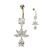 Bauchnabelpiercing mit Blumen Kristall Anhänger
