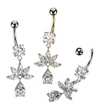 Bauchnabelpiercing mit Blumen Kristall Anhänger
