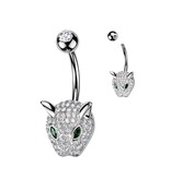 Bauchnabelpiercing Leopard mit Zirkonia – 1,6 x 10 mm, Gold oder Silber