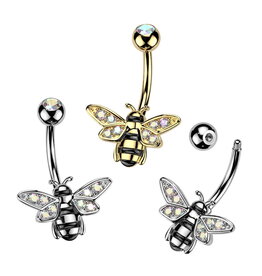 Bauchnabelpiercing Biene mit Buntkristallen