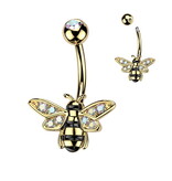 Bauchnabelpiercing Biene mit Buntkristallen – Gold oder Silber