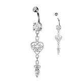 Bauchnabelpiercing Herz Anhänger mit Kristall Zirkonia