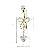 Bauchnabelpiercing Schleife mit Herz Anhänger – Gold oder Silber