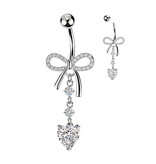 Bauchnabelpiercing Schleife mit Herz Anhänger – Gold oder Silber