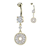 Elegantes Nabelpiercing mit rundem Kristall-Anhänger