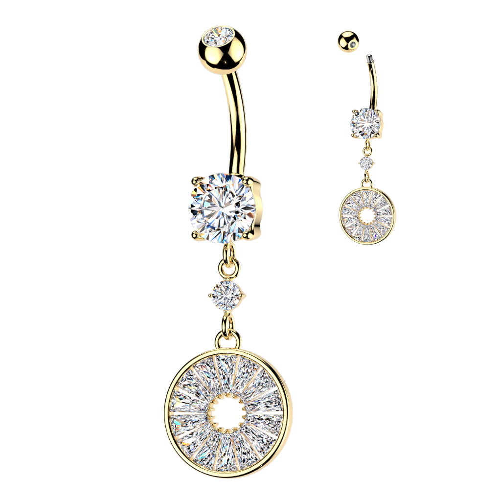 Elegantes Nabelpiercing mit rundem Kristall-Anhänger