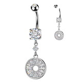 Elegantes Nabelpiercing mit rundem Kristall-Anhänger