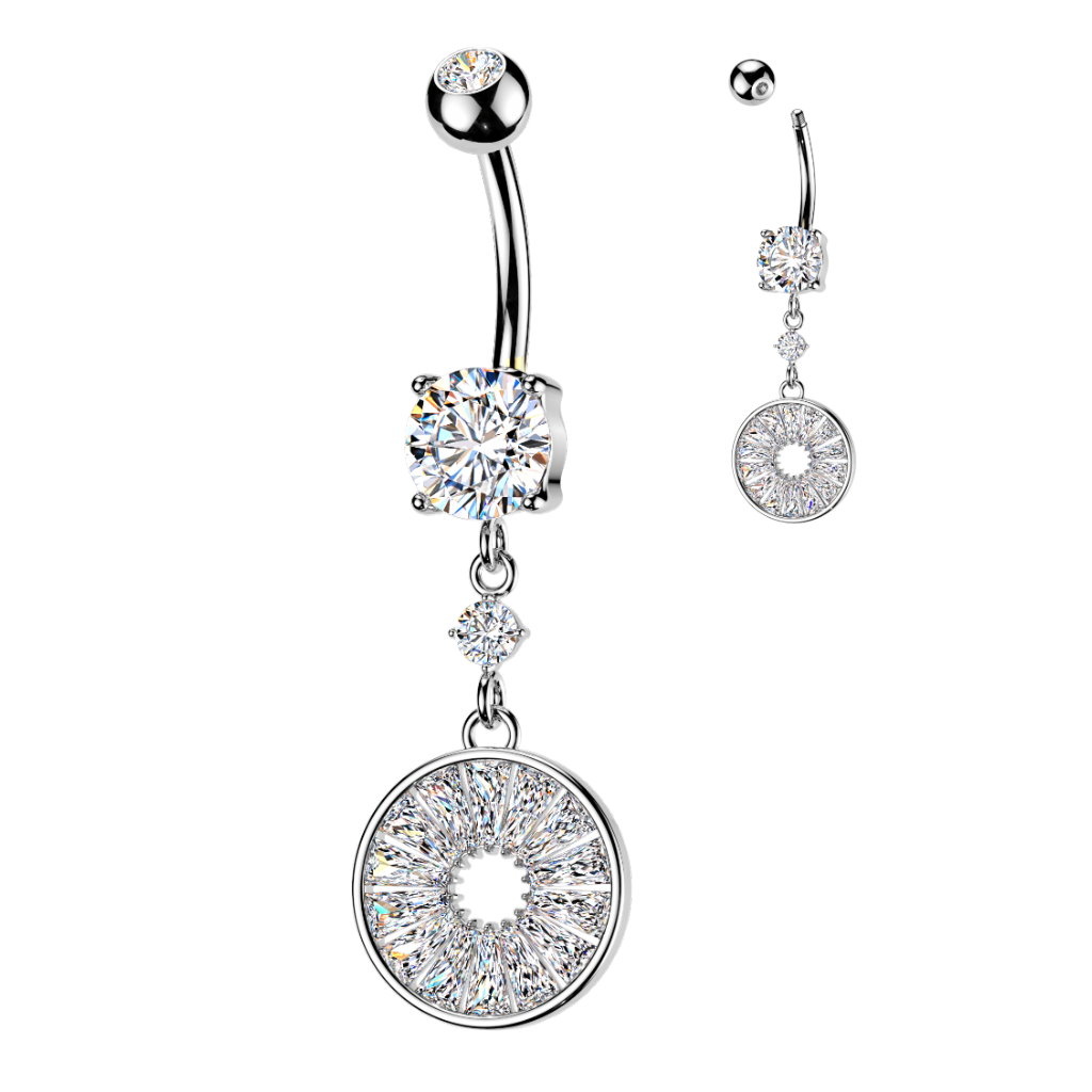 Elegantes Nabelpiercing mit rundem Kristall-Anhänger