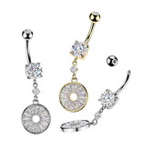 Elegantes Nabelpiercing mit rundem Kristall-Anhänger