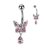 Bauchpiercing Schmetterling - Pink,Türkis,Kristall